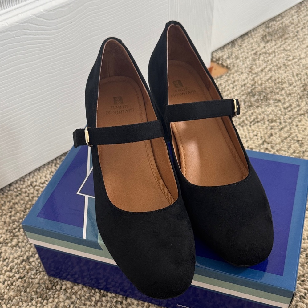 White Mountain Black Mary Jane Heels